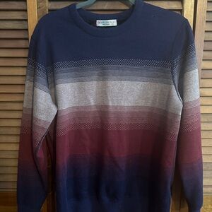 Men's fully lined Navy and Burgundy Striped Sweater size XXL (fits like M)